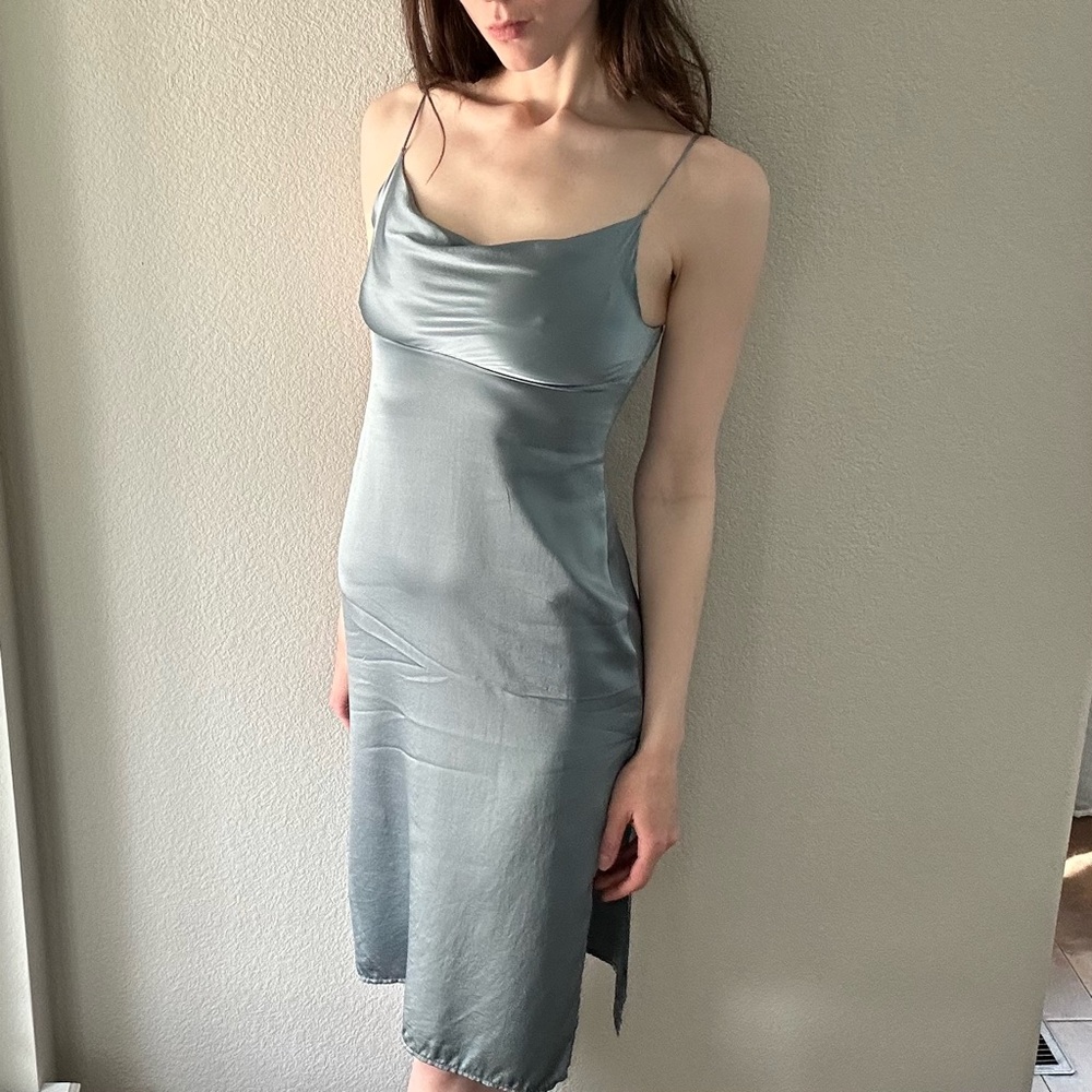 Reformation Silver Silk Slipdress